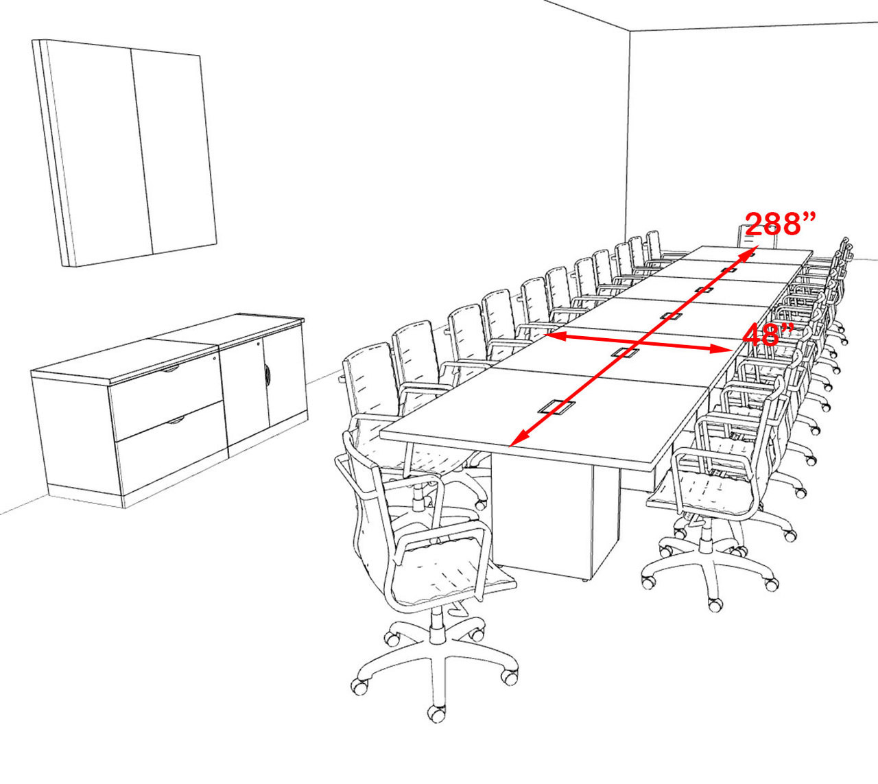 Modern Rectangular Top Cube Leg 24' Feet Conference Table, #OF-CON-CS37