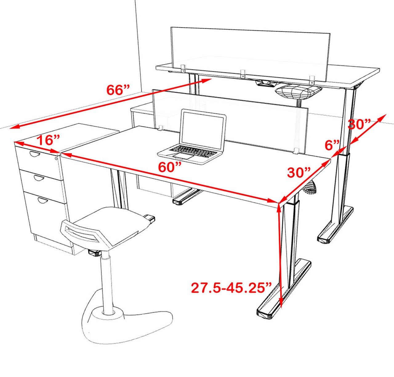 Two Persons Modern Power Height Adjustable Leg Divider Workstation, #OT-SUL-FPH13
