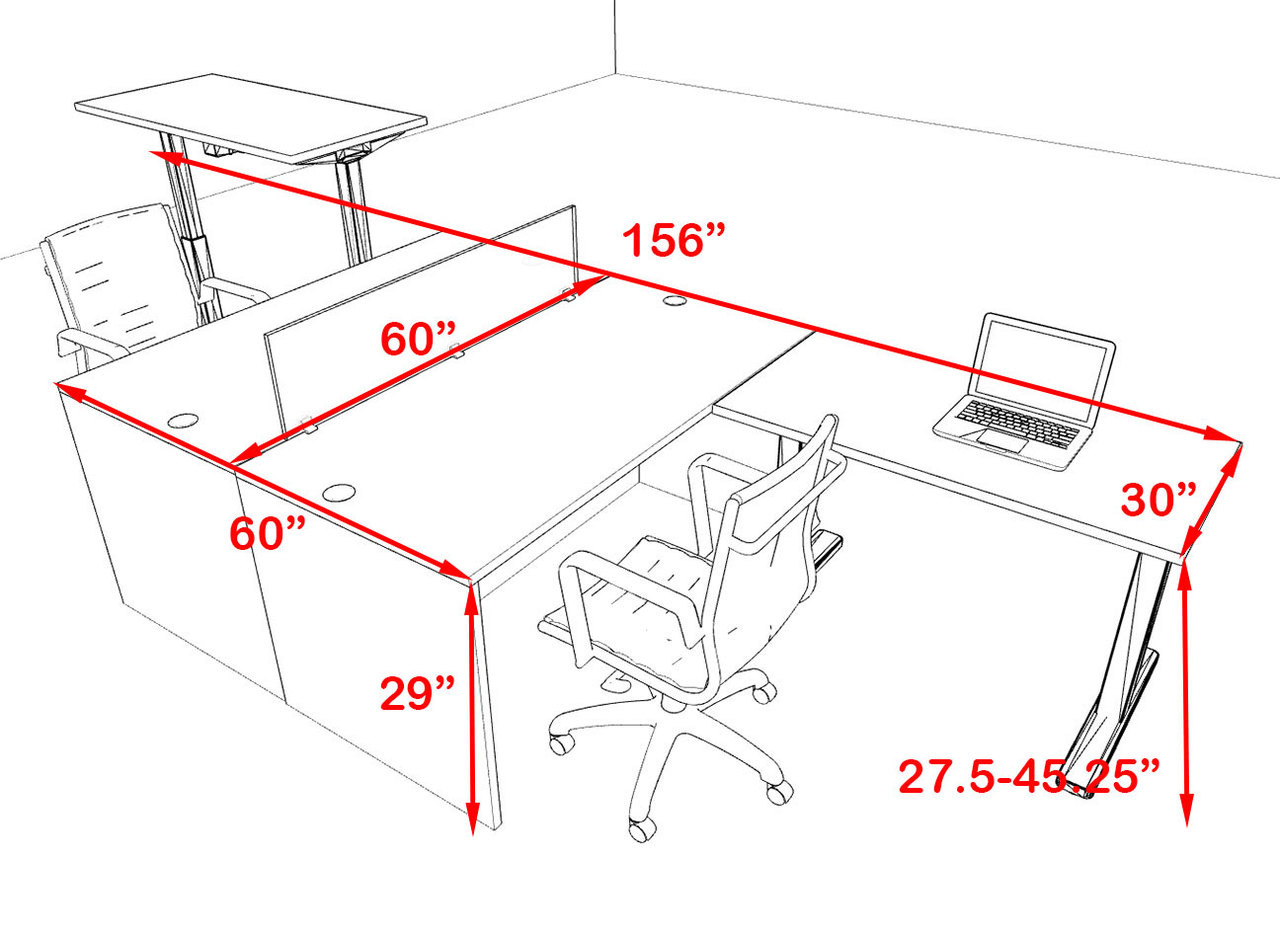 Two Persons Modern Power Height Adjustable Leg Divider Workstation, #OT-SUL-FPH25