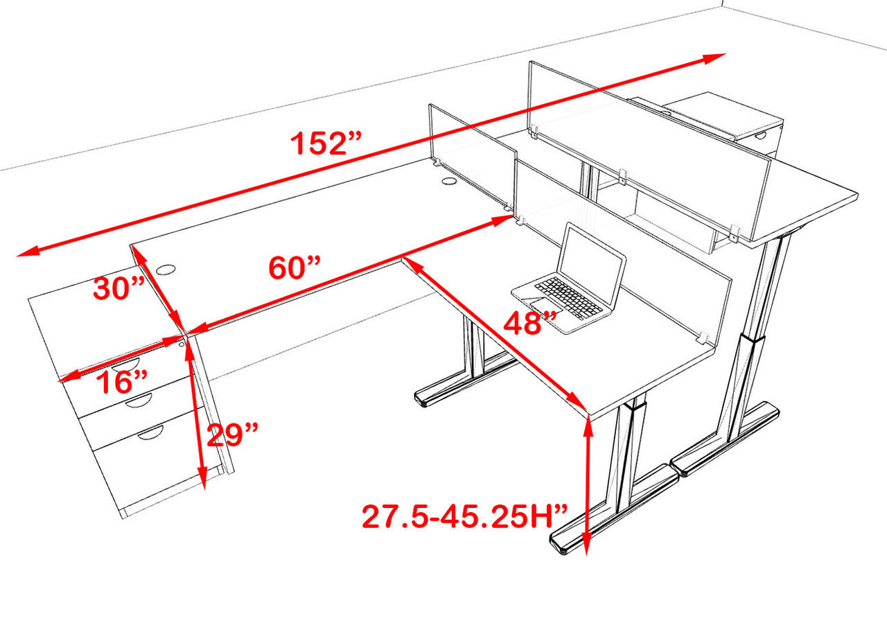 Two Persons Modern Power Height Adjustable Leg Divider Workstation, #OT-SUL-SPH13