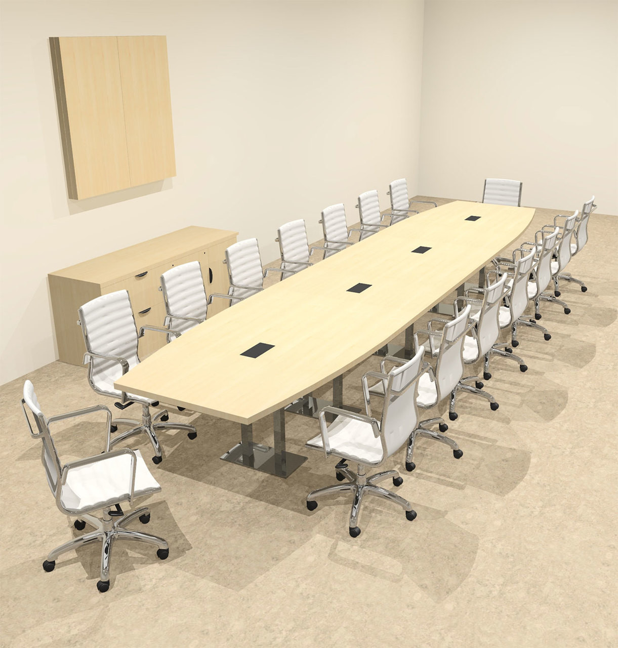 Modern Boat Shaped Steel Leg 18' Feet Conference Table, #OF-CON-CM48 Modern Boat Shaped Steel Leg 18' Feet Conference Table, #OF-CON-CM48