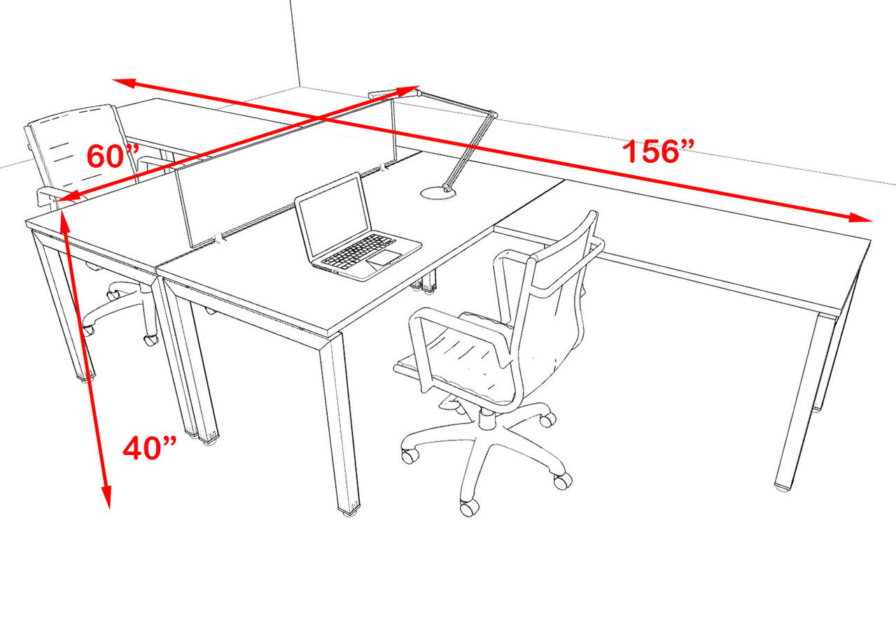 Two Person Modern Divider Office Workstation Desk Set, #OF-CON-FP4