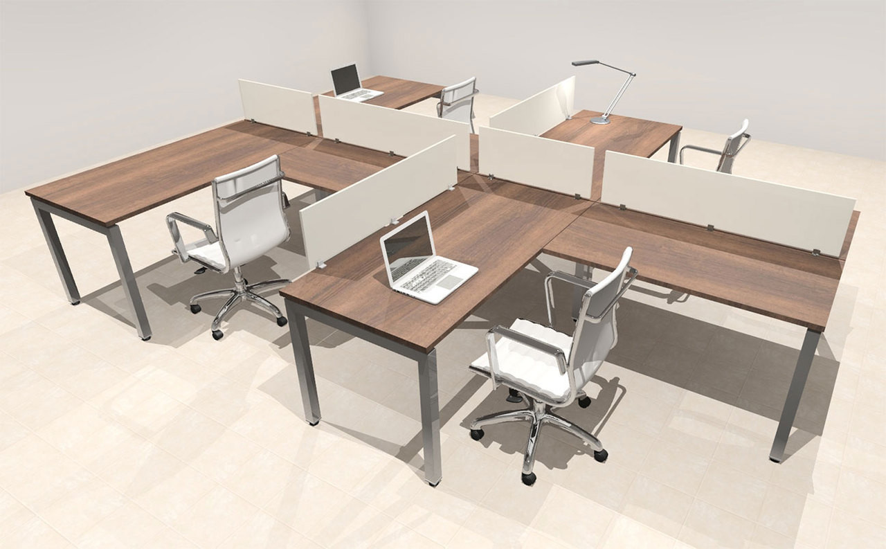 Four Person Modern Divider Office Workstation Desk Set, #OF-CON-SP12