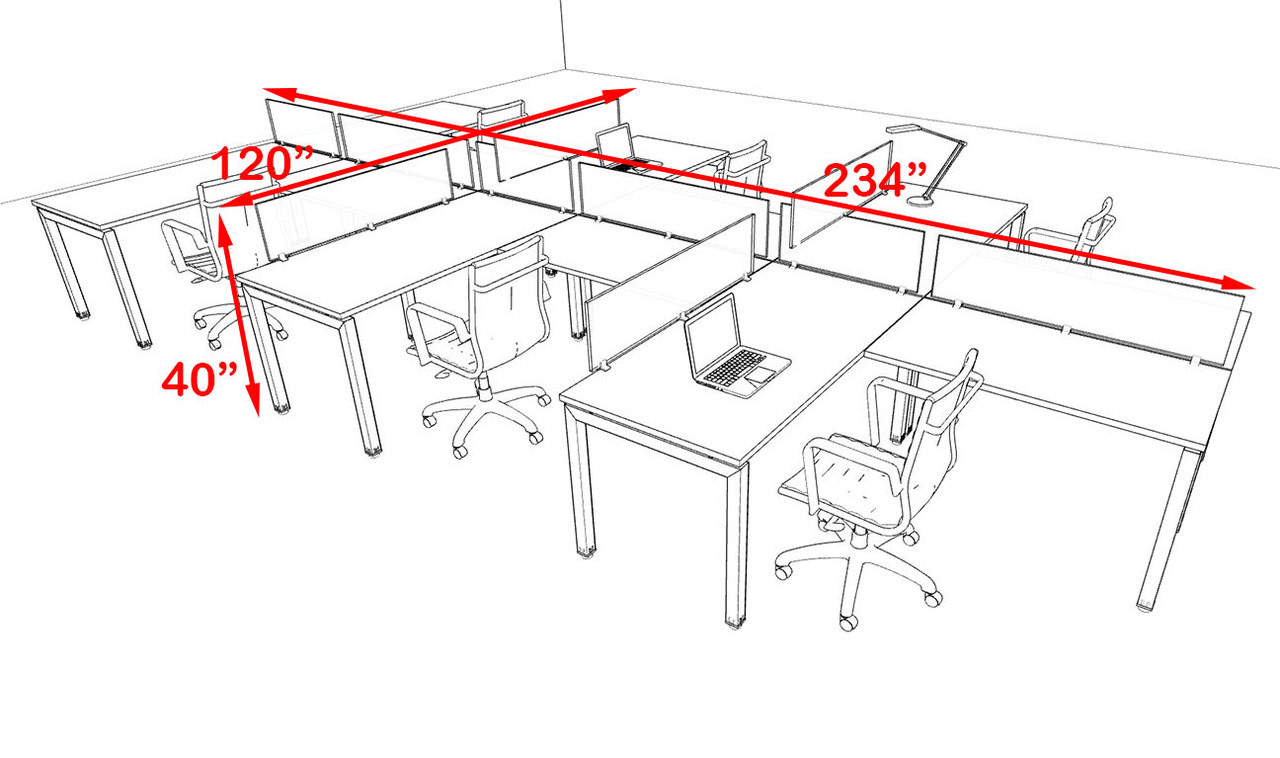 Six Person Modern Divider Office Workstation Desk Set, #OF-CON-SP24