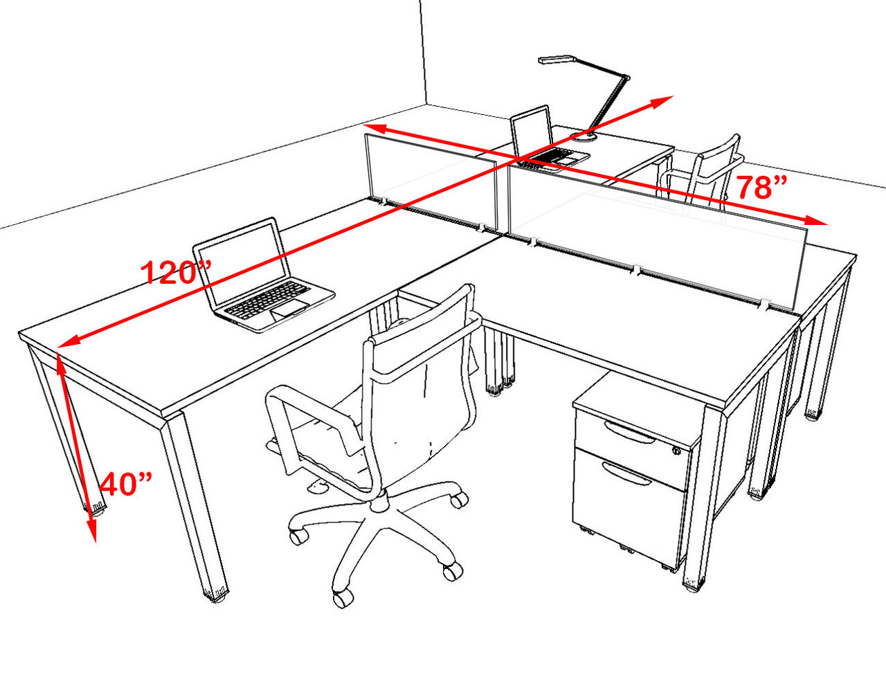 Two Person Modern Divider Office Workstation Desk Set, #OF-CON-SP31