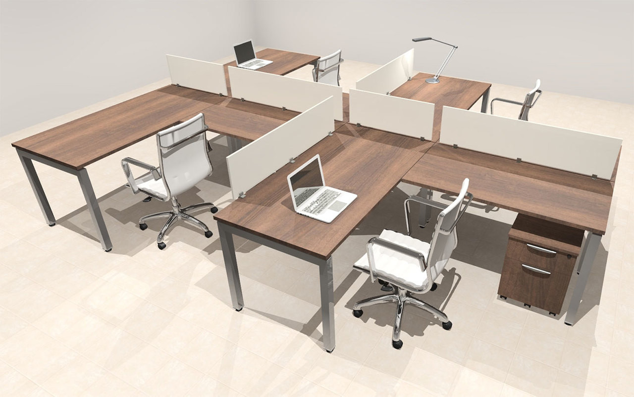 Four Person Modern Divider Office Workstation Desk Set, #OF-CON-SP36