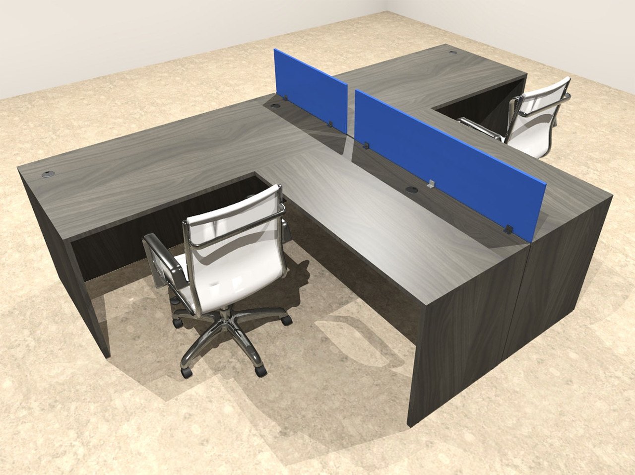 Two Person Modern Divider Office Workstation Desk Set, #OT-SUL-SPB75