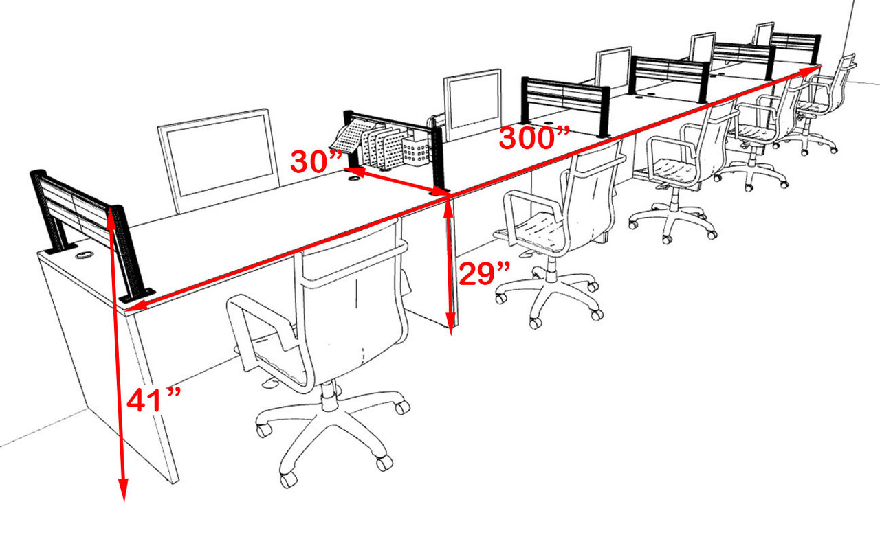 Five Person Modern Divider Office Workstation Desk Set, #OT-SUL-SPW68