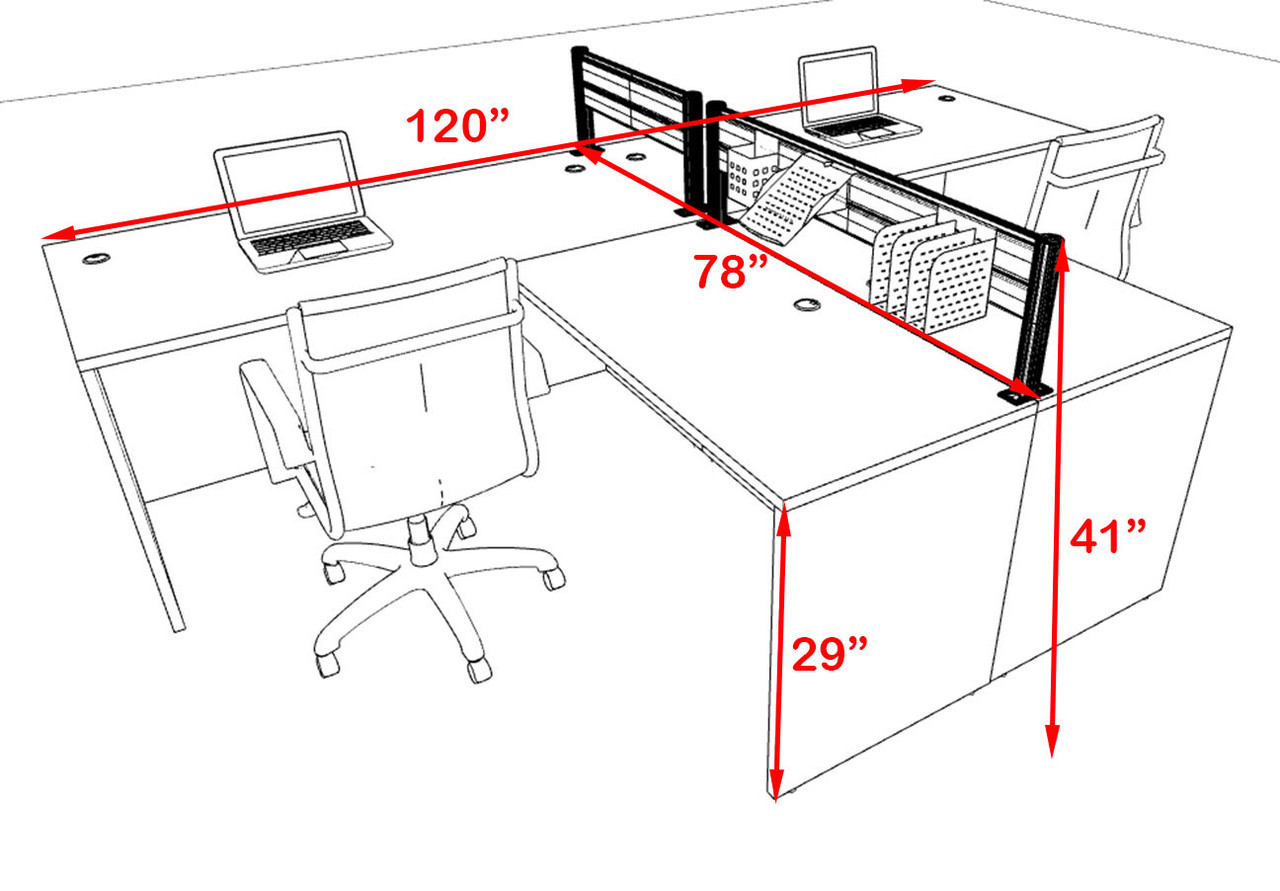 Two Person Modern Divider Office Workstation Desk Set, #OT-SUL-SPW75