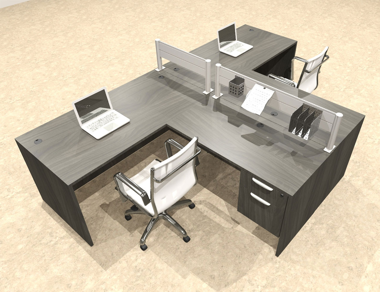 Two Person Modern Divider Office Workstation Desk Set, #OT-SUL-SPW78