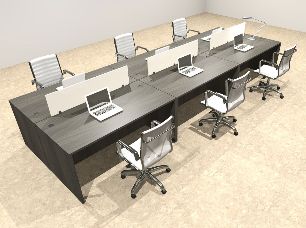 Six Person Modern Divider Office Workstation Desk Set, #OT-SUL