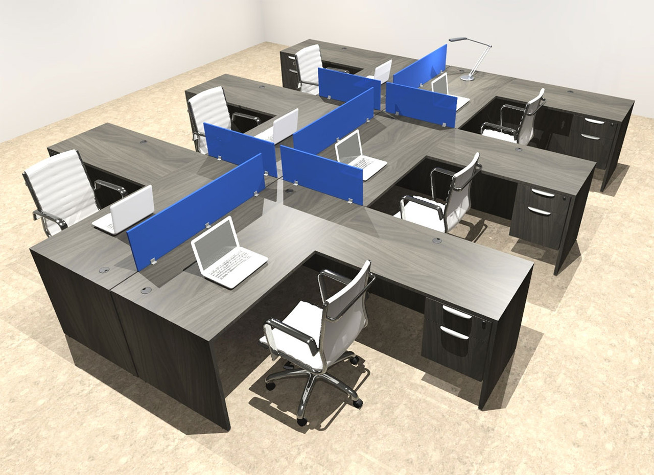 Six Person Modern Divider Office Workstation Desk Set, #OT-SUL-FPB60