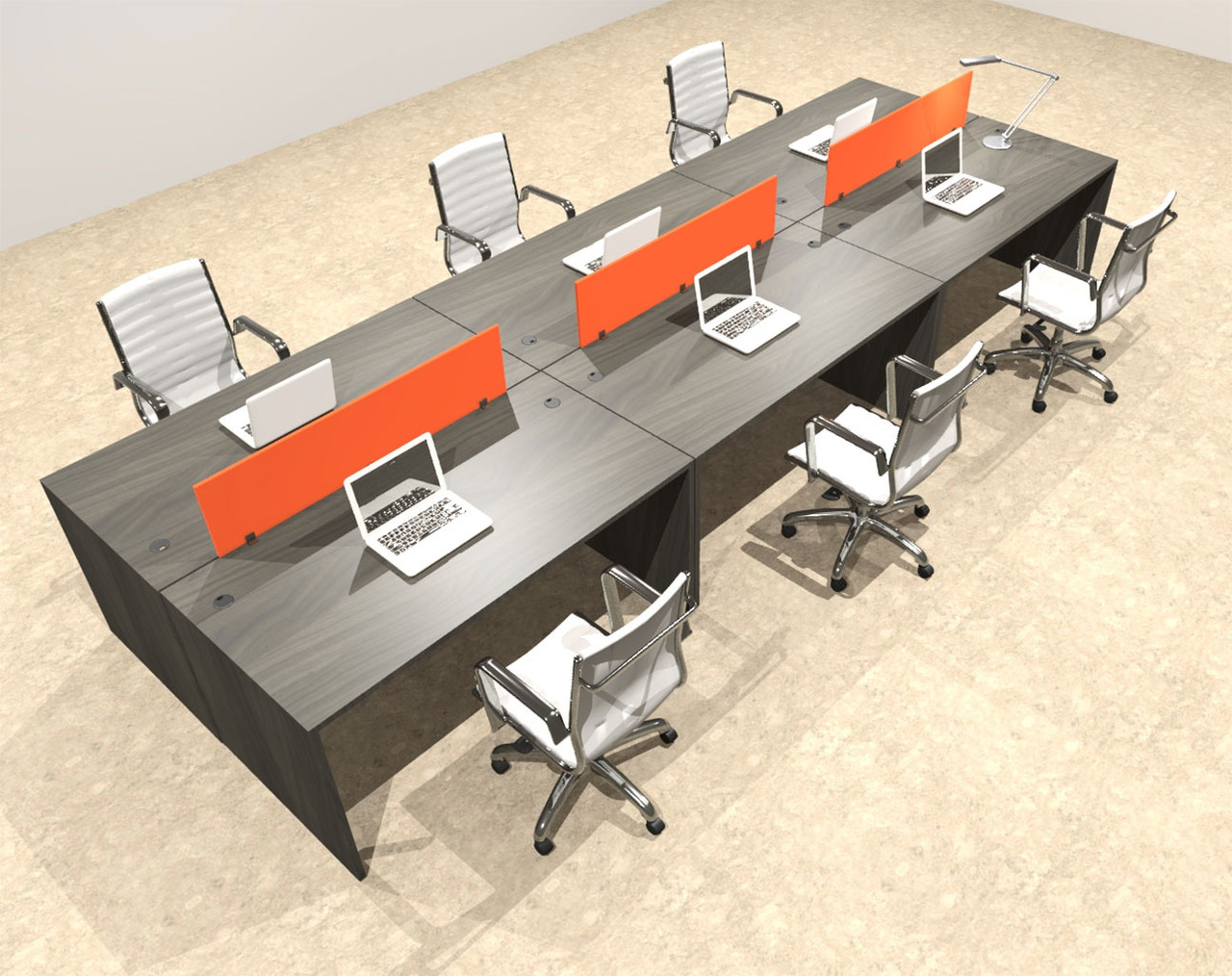 Six Person Modern Divider Office Workstation Desk Set, #OT-SUL-FPO51
