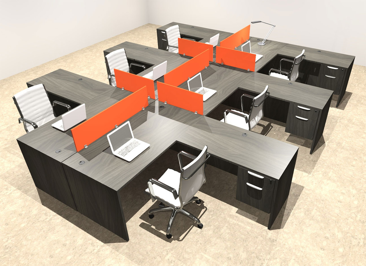 Six Person Modern Divider Office Workstation Desk Set, #OT-SUL-FPO60