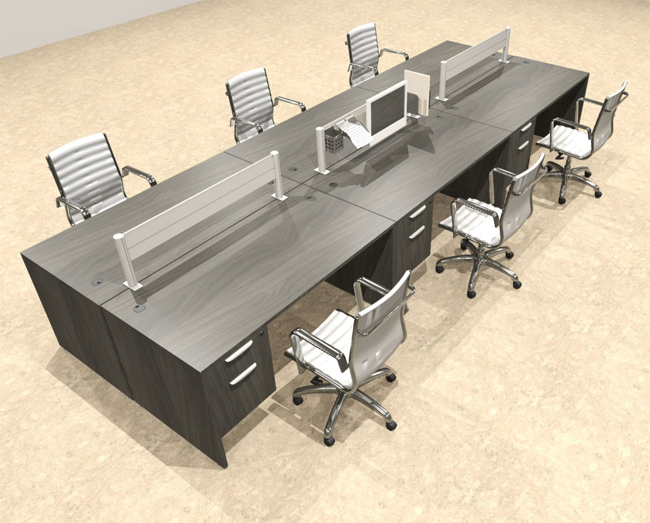 Six Person Modern Divider Office Workstation Desk Set, #OT-SUL-FPW54