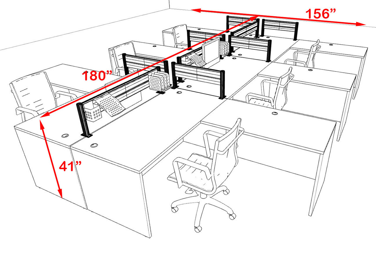 Six Person Modern Divider Office Workstation Desk Set, #OT-SUL-FPW57