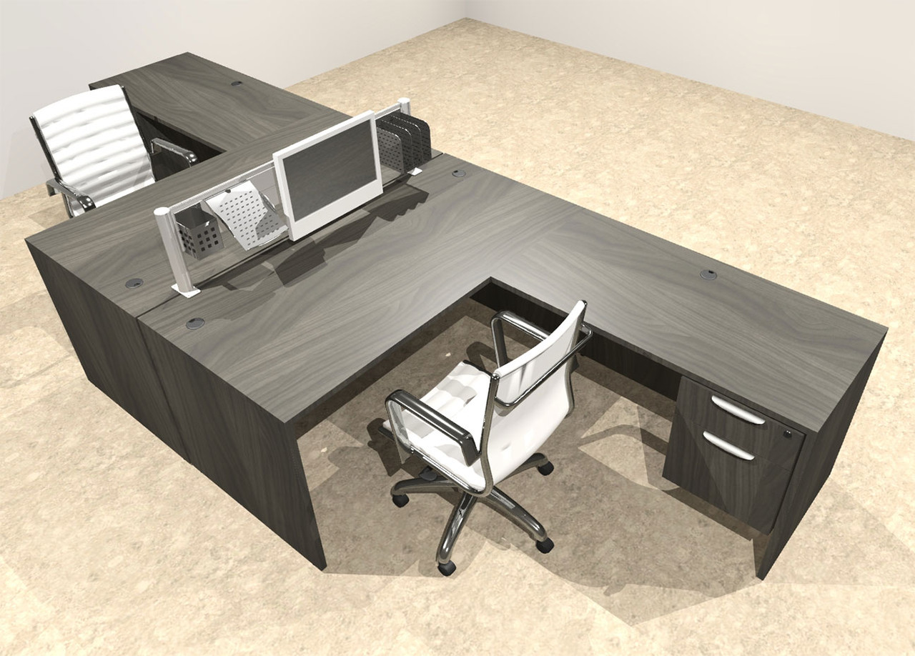 Two Person Modern Divider Office Workstation Desk Set, #OT-SUL-FPW58