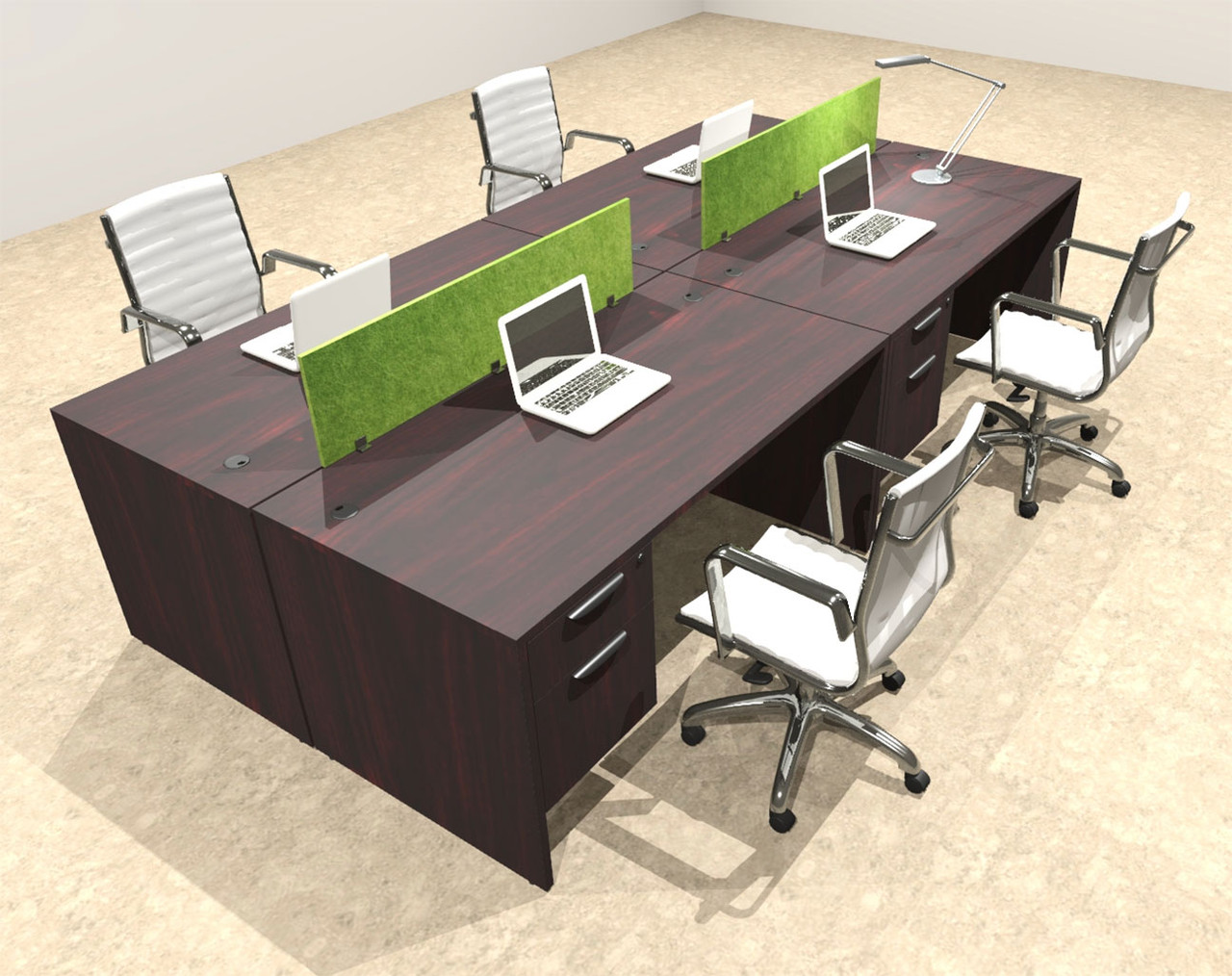 Four Person Modern Accoustic Divider Office Workstation Desk Set, #OT-SUL-FPRA19