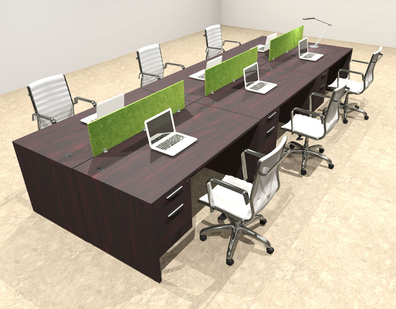 Six Person Modern Accoustic Divider Office Workstation Desk Set, #OT-SUL-FPRA23