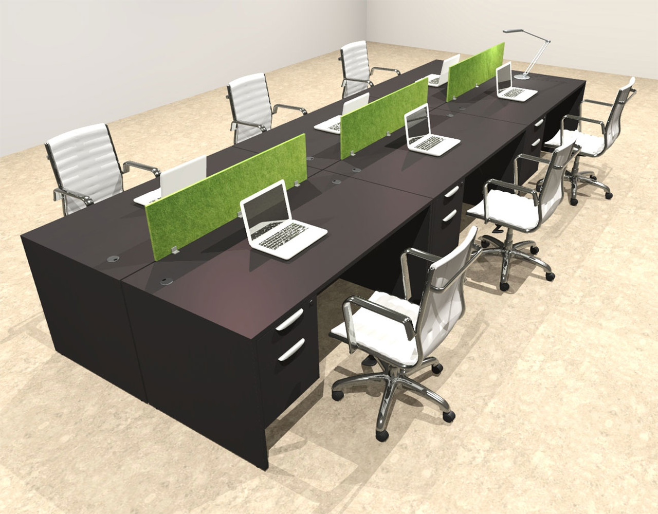 Six Person Modern Accoustic Divider Office Workstation Desk Set, #OT-SUL-FPRA24