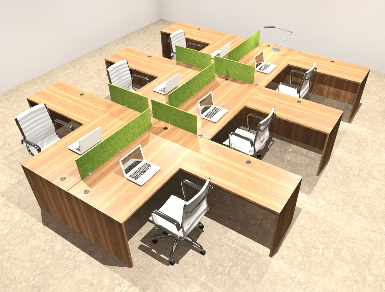 Six Person Modern Accoustic Divider Office Workstation Desk Set, #OT-SUL-FPRA33