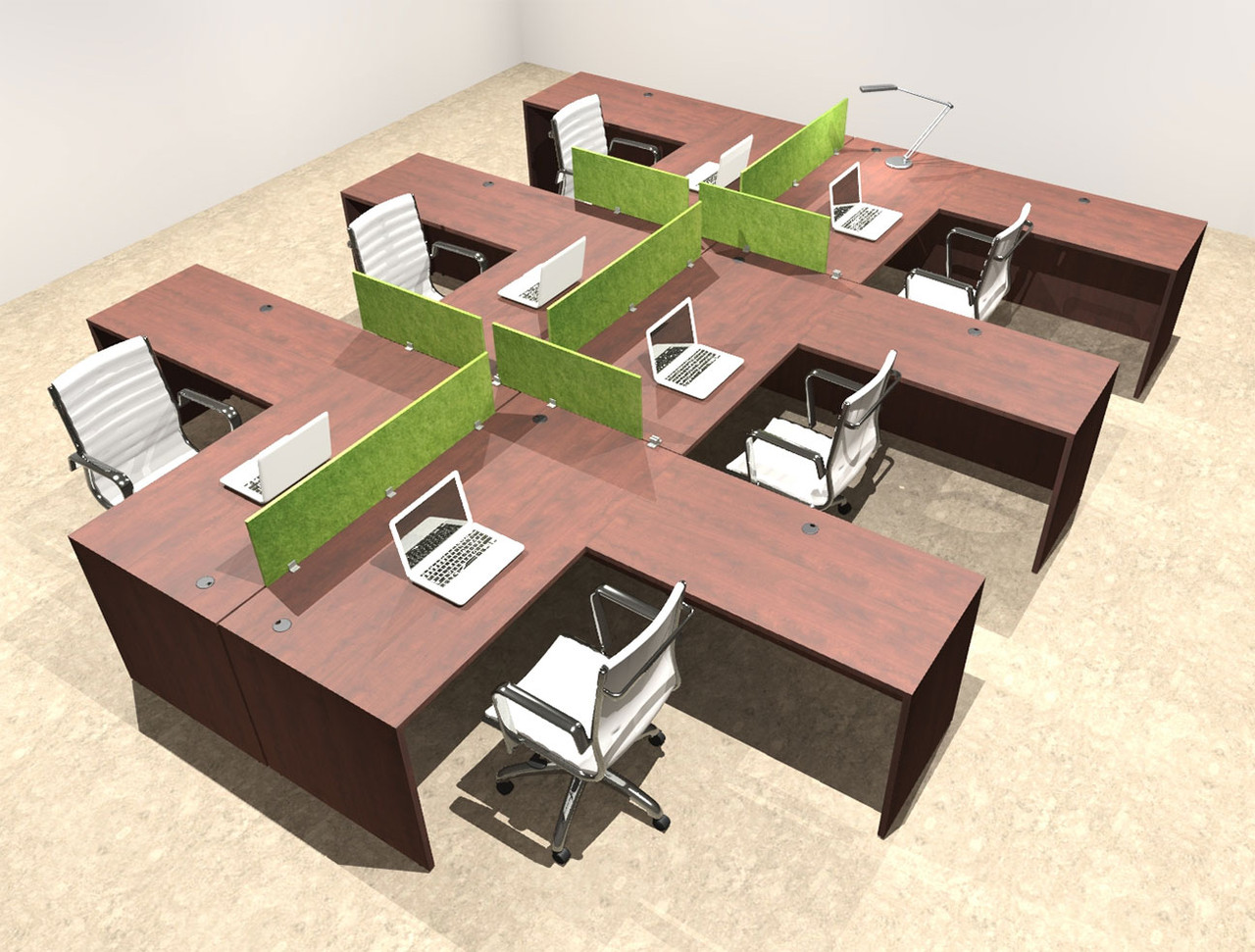 Six Person Modern Accoustic Divider Office Workstation Desk Set, #OT-SUL-FPRA34