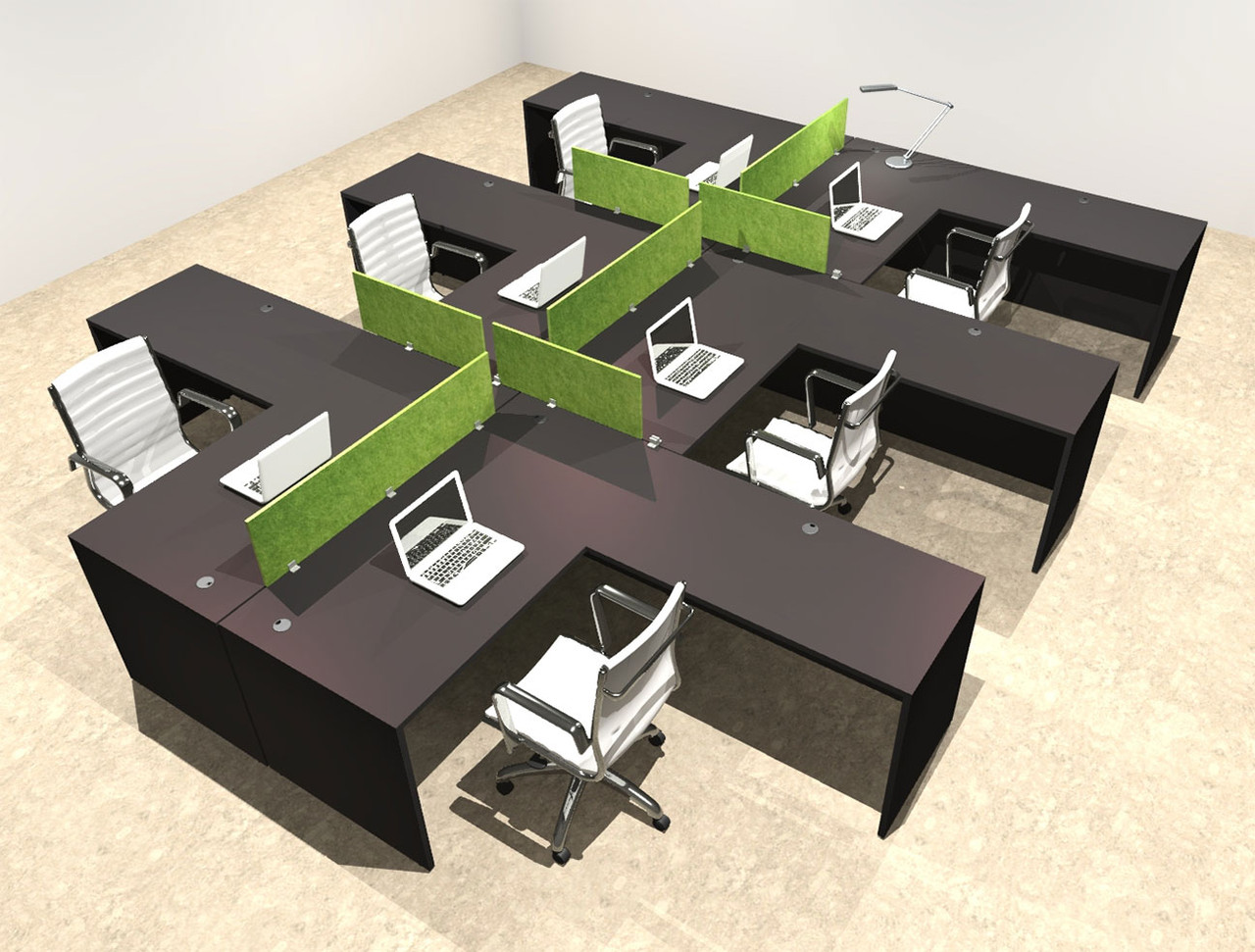 Six Person Modern Accoustic Divider Office Workstation Desk Set, #OT-SUL-FPRA36