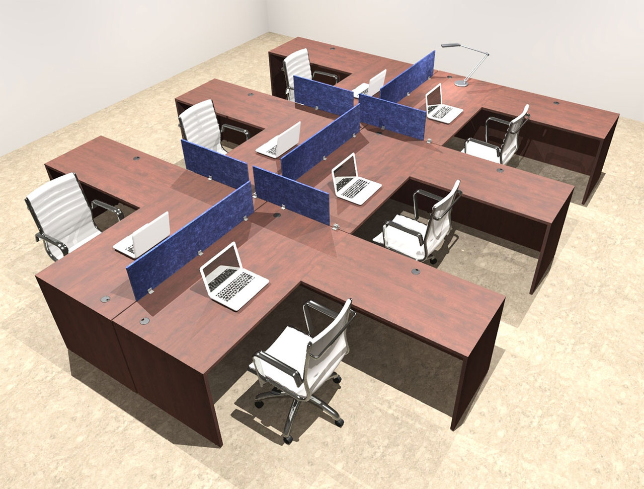 Six Person Modern Accoustic Divider Office Workstation Desk Set, #OT-SUL-FPRB34
