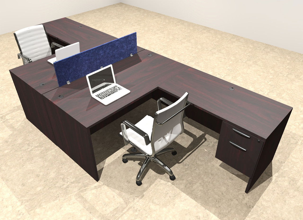 Two Person Modern Accoustic Divider Office Workstation Desk Set, #OT-SUL-FPRB39