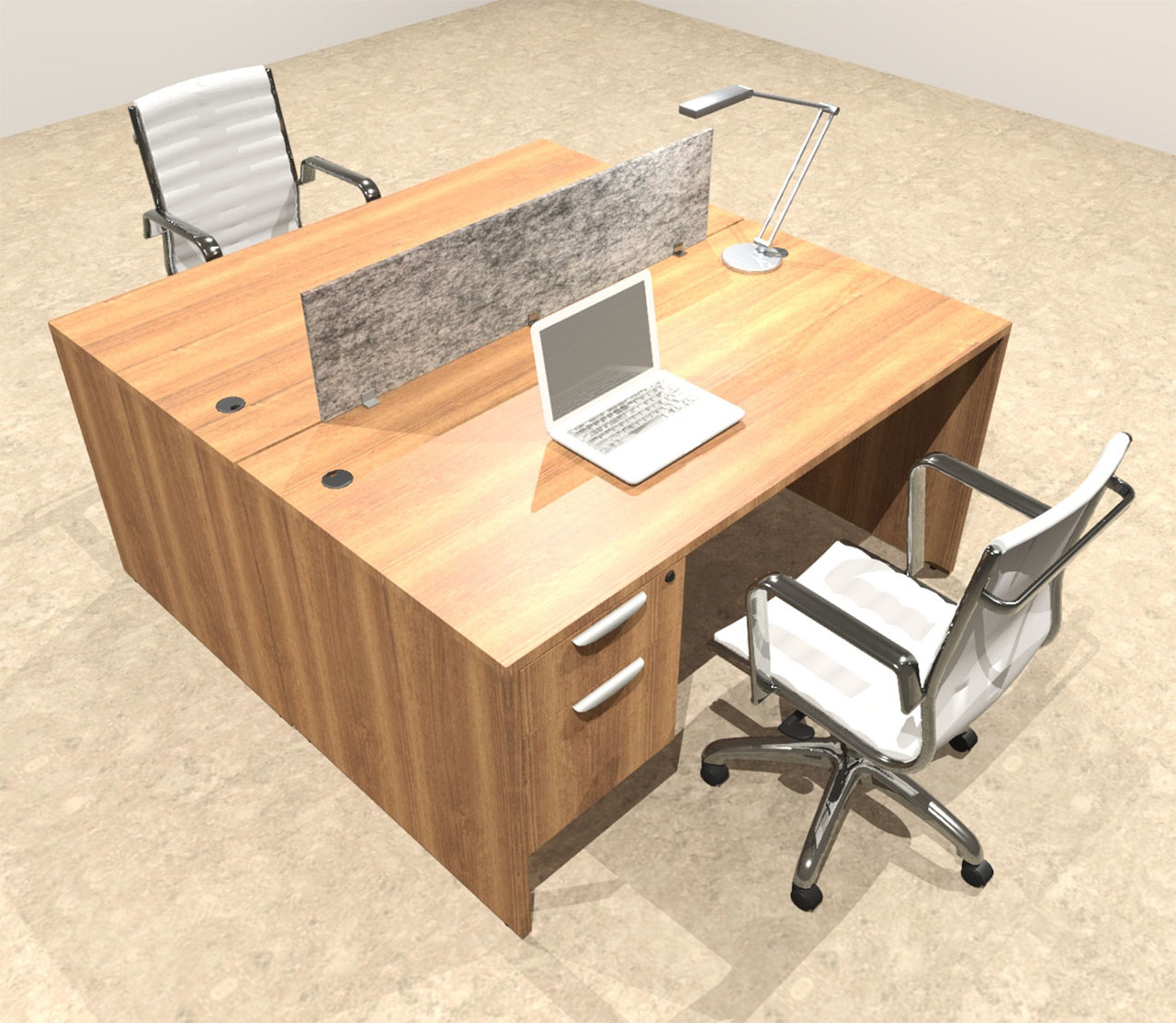 Two Person Modern Accoustic Divider Office Workstation Desk Set, #OT-SUL-FPRG13