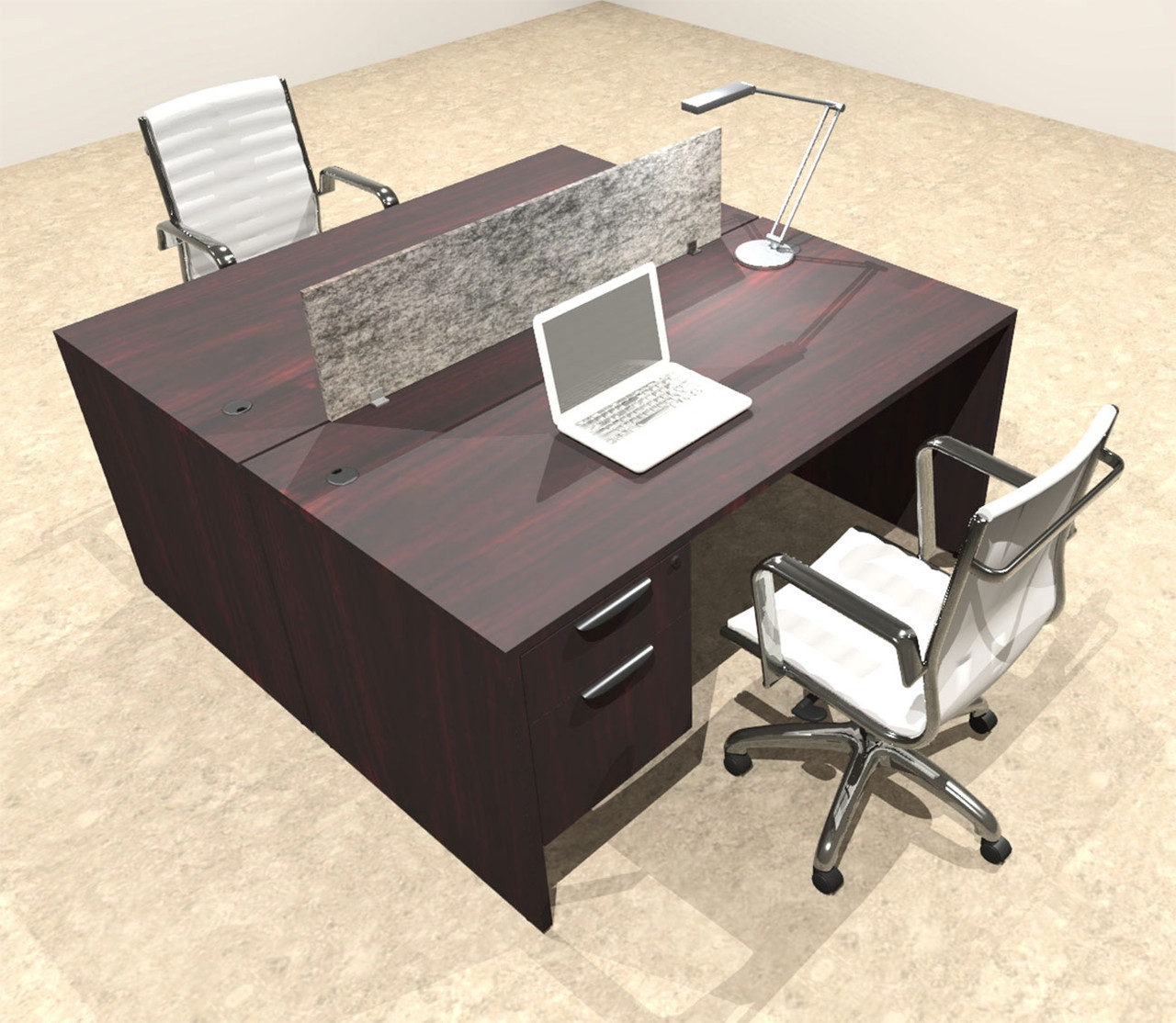 Two Person Modern Accoustic Divider Office Workstation Desk Set, #OT-SUL-FPRG15