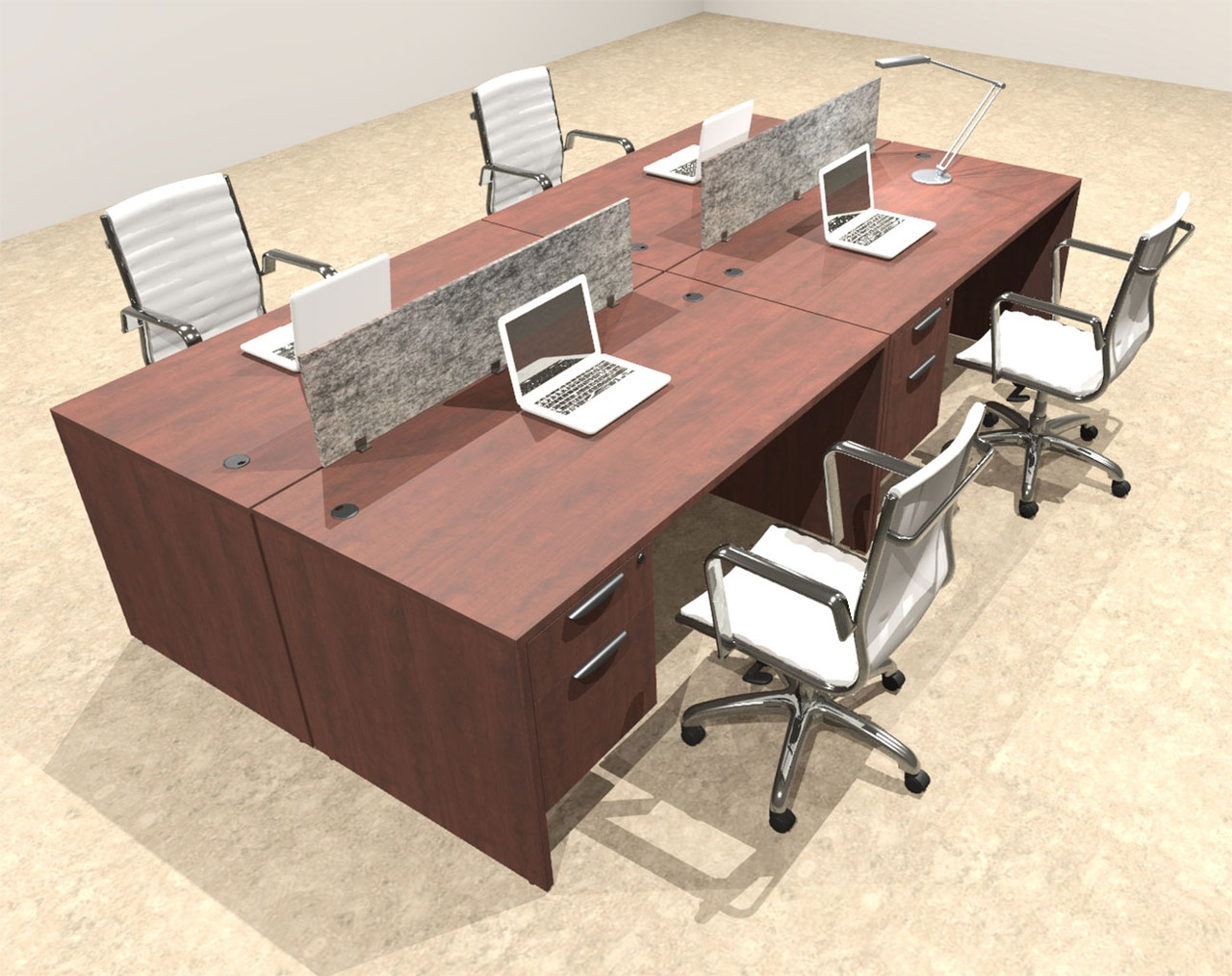 Four Person Modern Accoustic Divider Office Workstation Desk Set, #OT-SUL-FPRG18