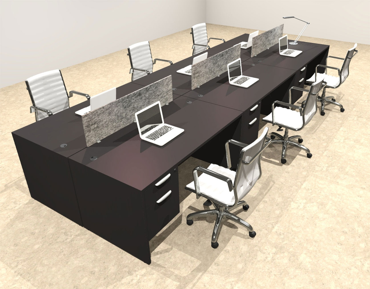 Six Person Modern Accoustic Divider Office Workstation Desk Set, #OT-SUL-FPRG24