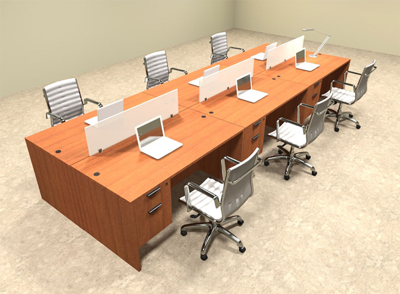 Six Person Modern Accoustic Divider Office Workstation Desk Set, #OT-SUL-FPRG24