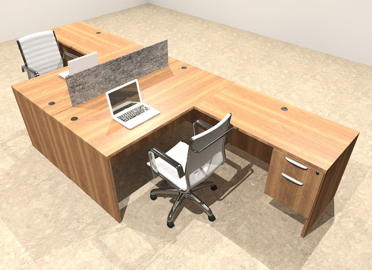 Two Person Modern Accoustic Divider Office Workstation Desk Set, #OT-SUL-FPRG37