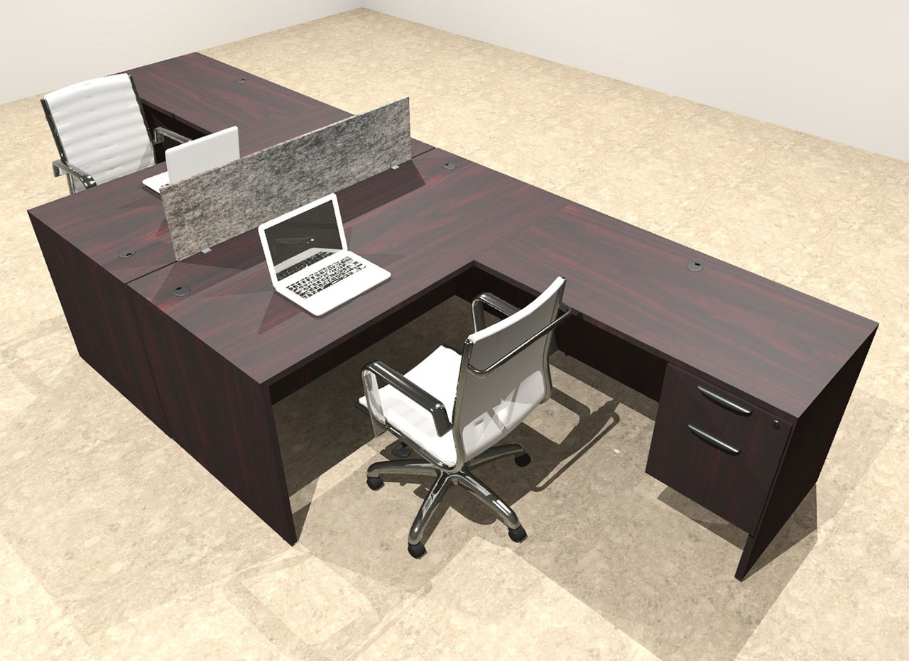 Two Person Modern Accoustic Divider Office Workstation Desk Set, #OT-SUL-FPRG39