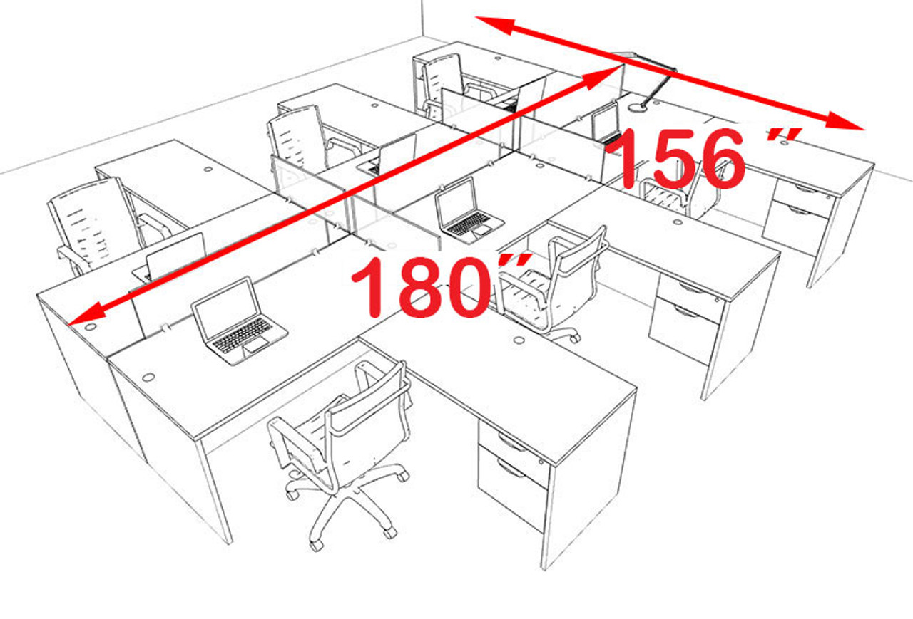 Six Person Modern Accoustic Divider Office Workstation Desk Set, #OT-SUL-FPRG48