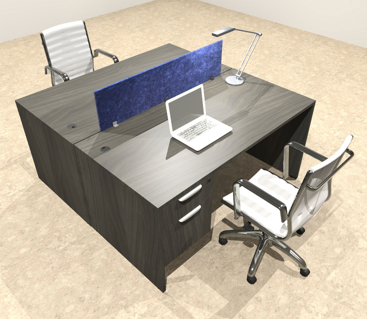 Two Person Modern Accoustic Divider Office Workstation Desk Set, #OT-SUL-FPRB52