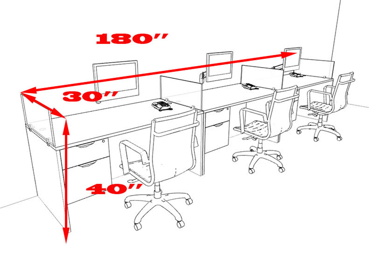 Three Person Modern Accoustic Divider Office Workstation Desk Set, #OT-SUL-SPRA26