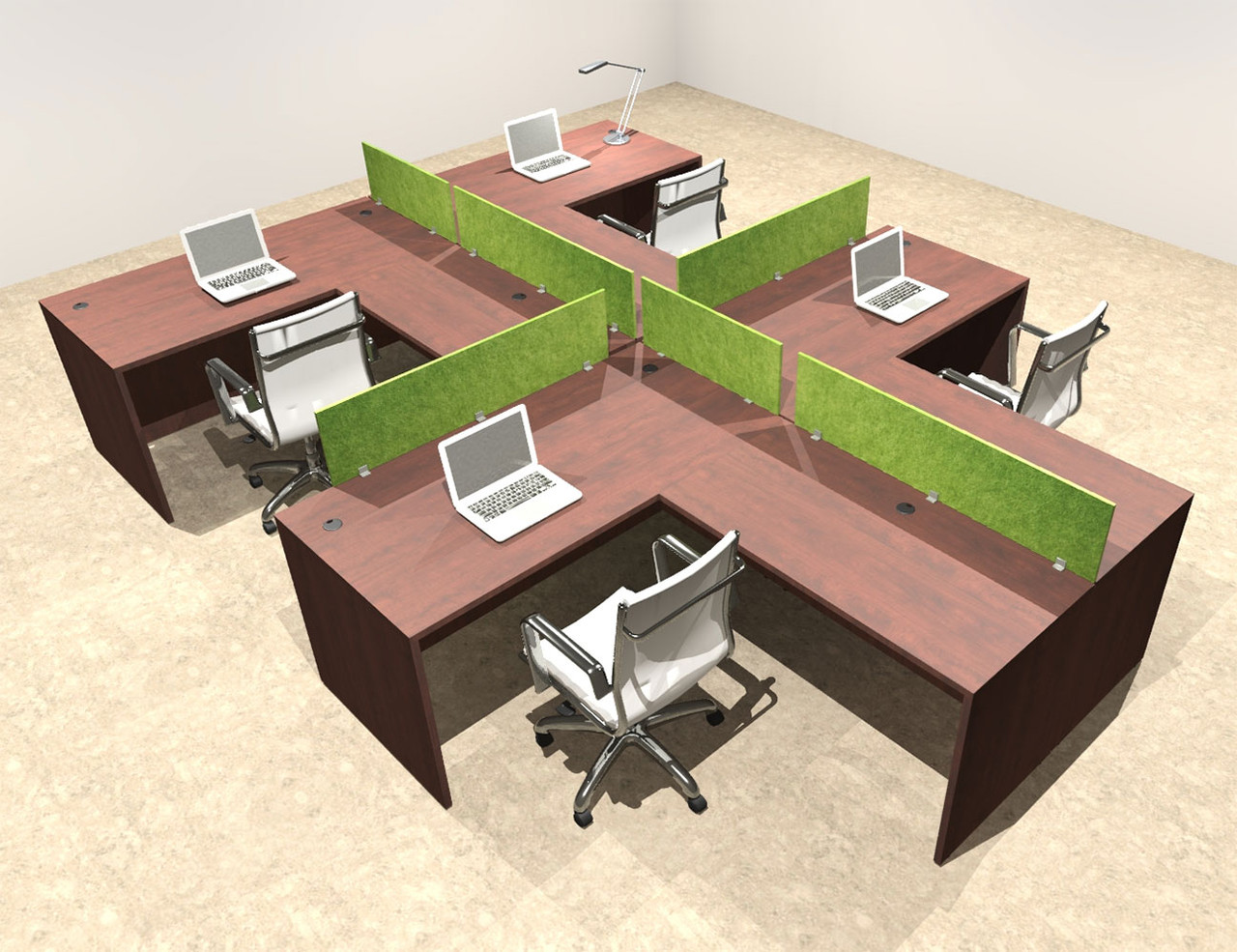 Four Person Modern Accoustic Divider Office Workstation Desk Set, #OT-SUL-SPRA46