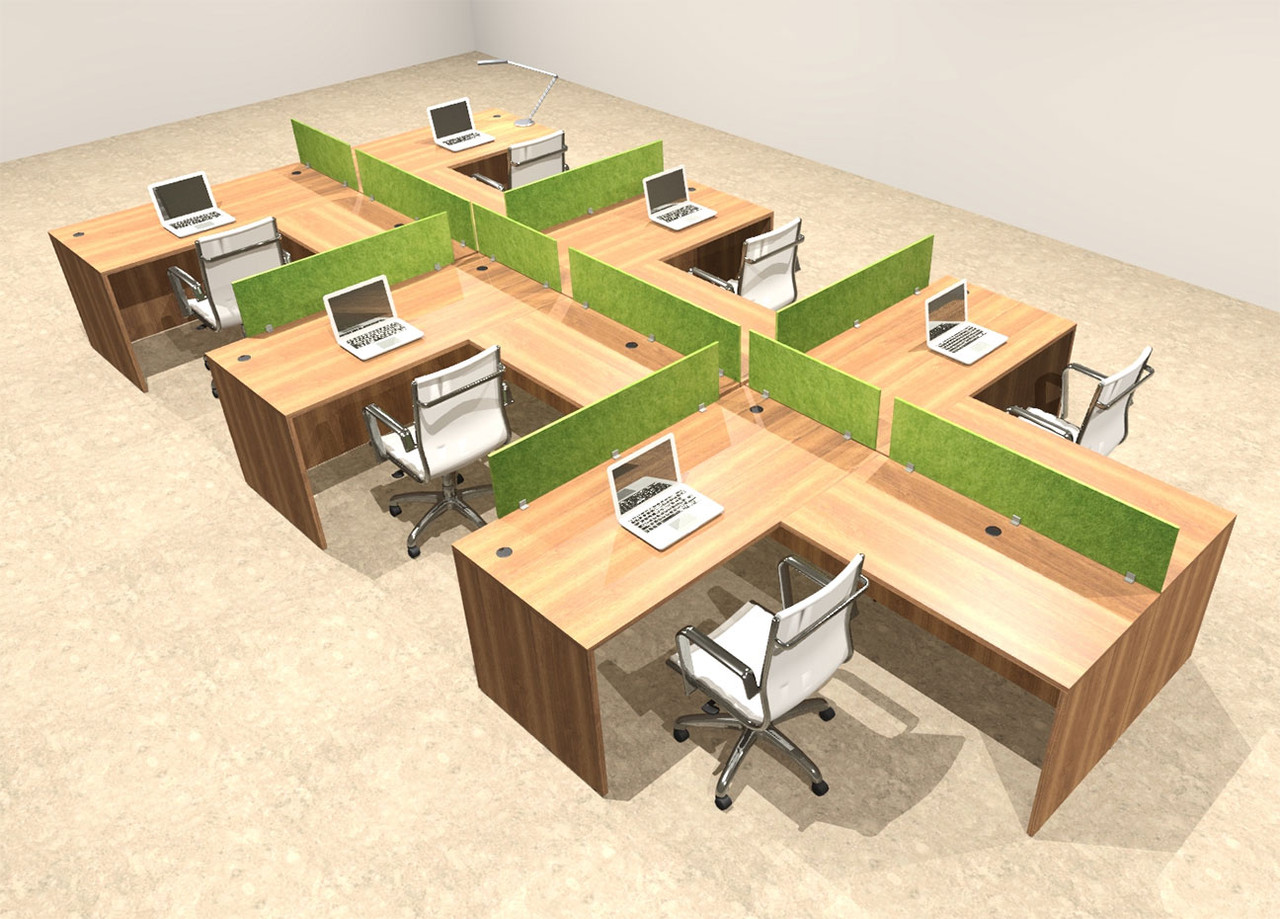 Six Person Modern Accoustic Divider Office Workstation Desk Set, #OT-SUL-SPRA49