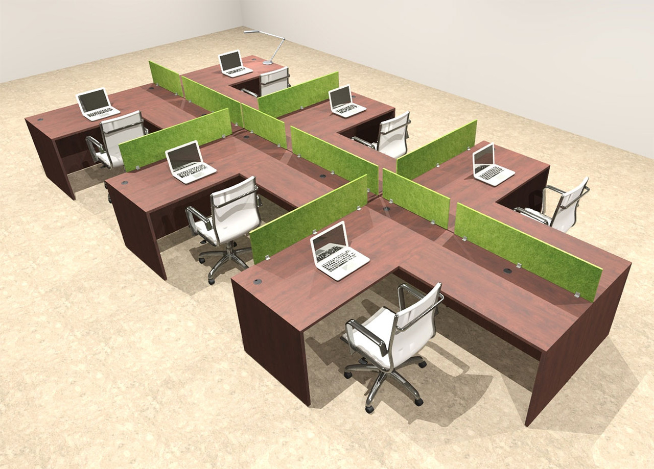 Six Person Modern Accoustic Divider Office Workstation Desk Set, #OT-SUL-SPRA50