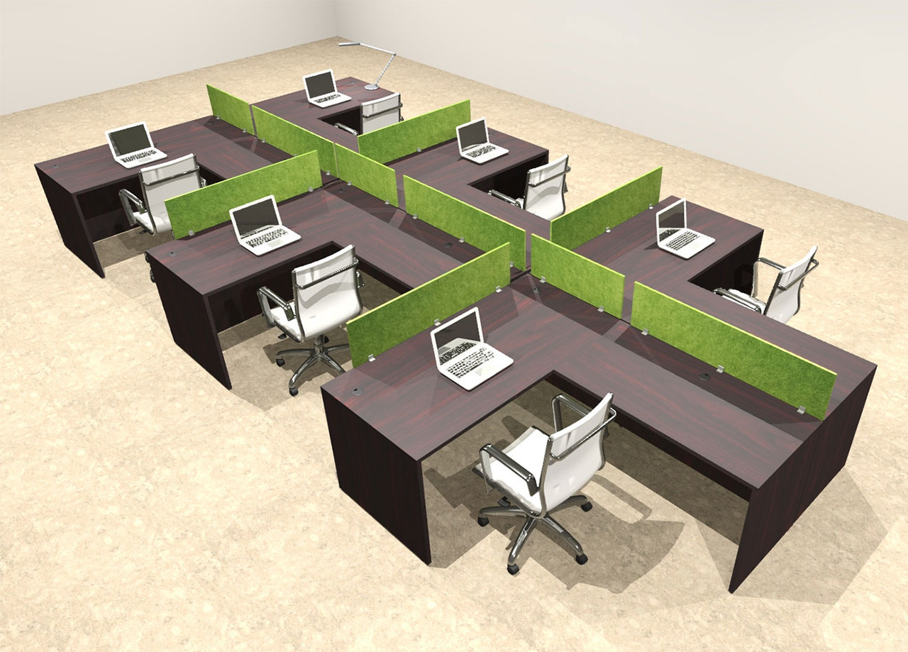 Six Person Modern Accoustic Divider Office Workstation Desk Set, #OT-SUL-SPRA51