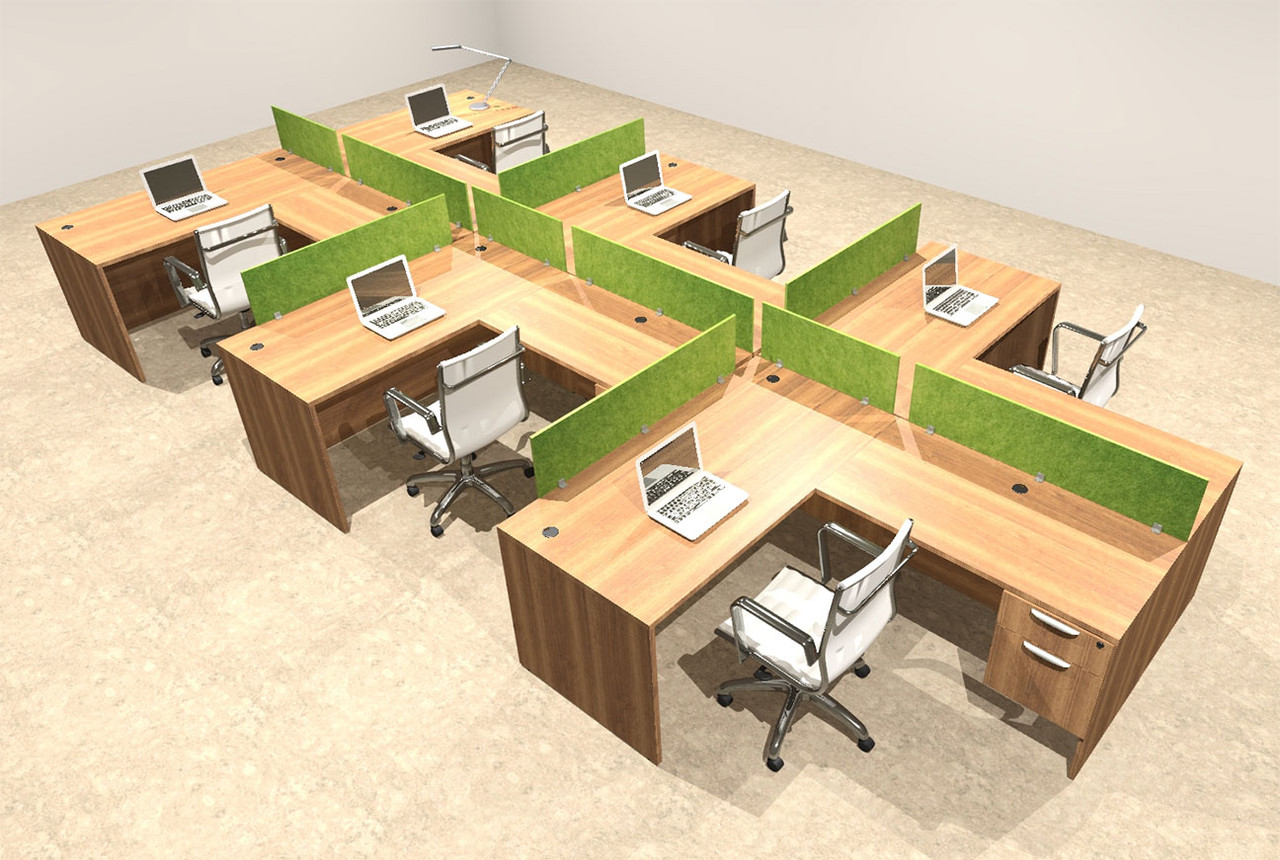 Six Person Modern Accoustic Divider Office Workstation Desk Set, #OT-SUL-SPRA61