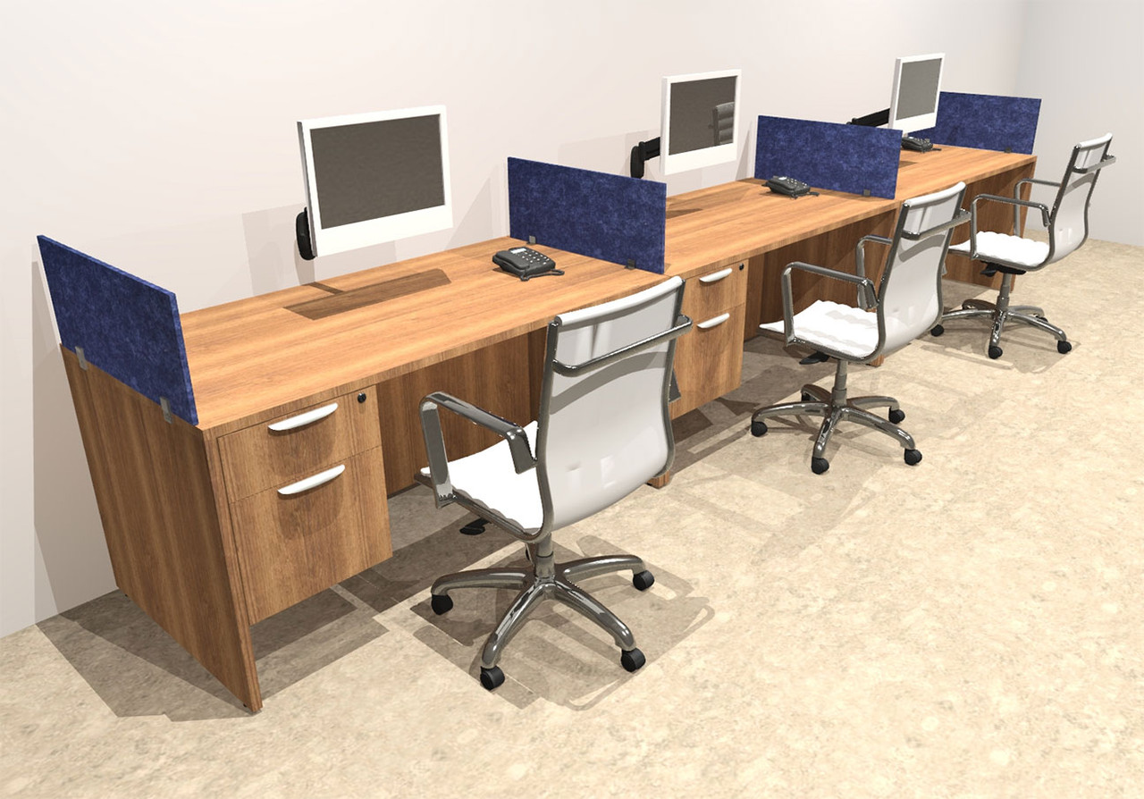 Three Person Modern Accoustic Divider Office Workstation Desk Set, #OT-SUL-SPRB25