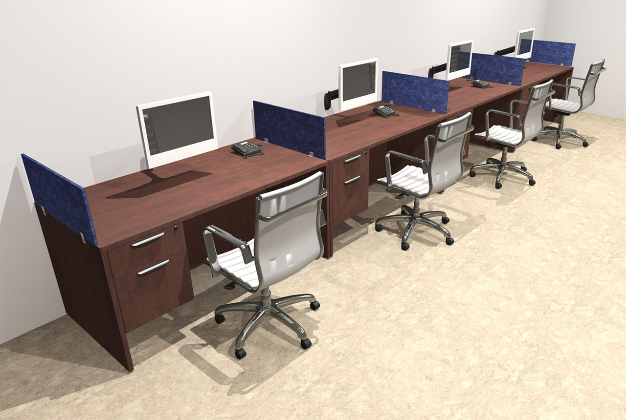 Four Person Modern Accoustic Divider Office Workstation Desk Set, #OT-SUL-SPRB30