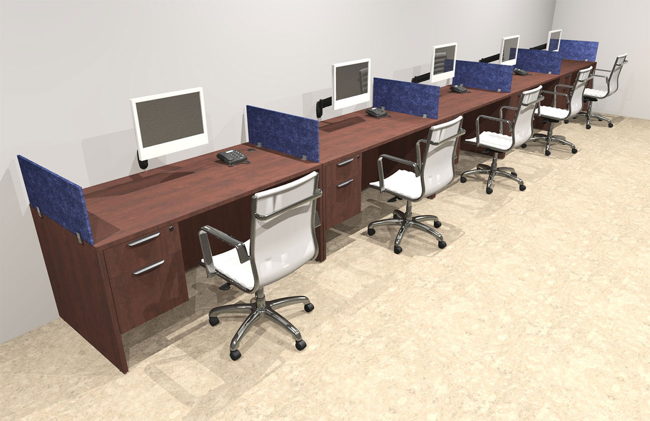 Five Person Modern Accoustic Divider Office Workstation Desk Set, #OT-SUL-SPRB34
