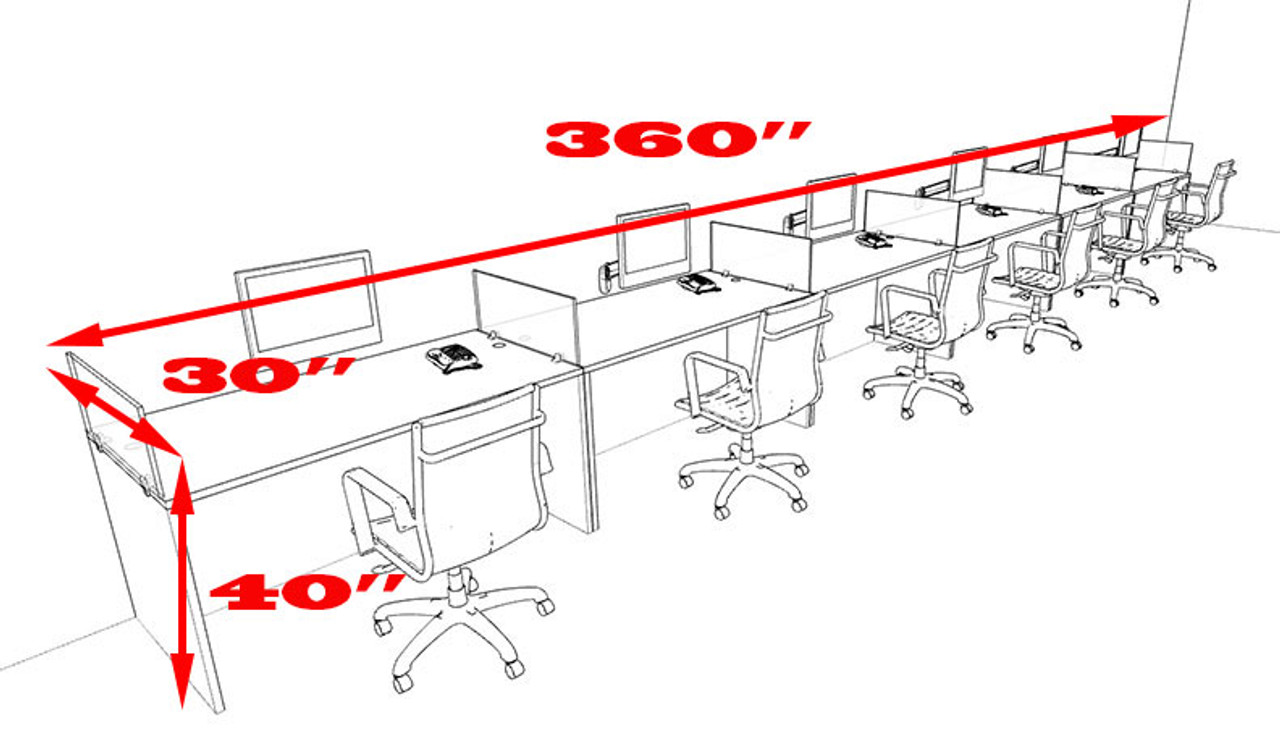 Six Person Modern Accoustic Divider Office Workstation Desk Set, #OT-SUL-SPRG17
