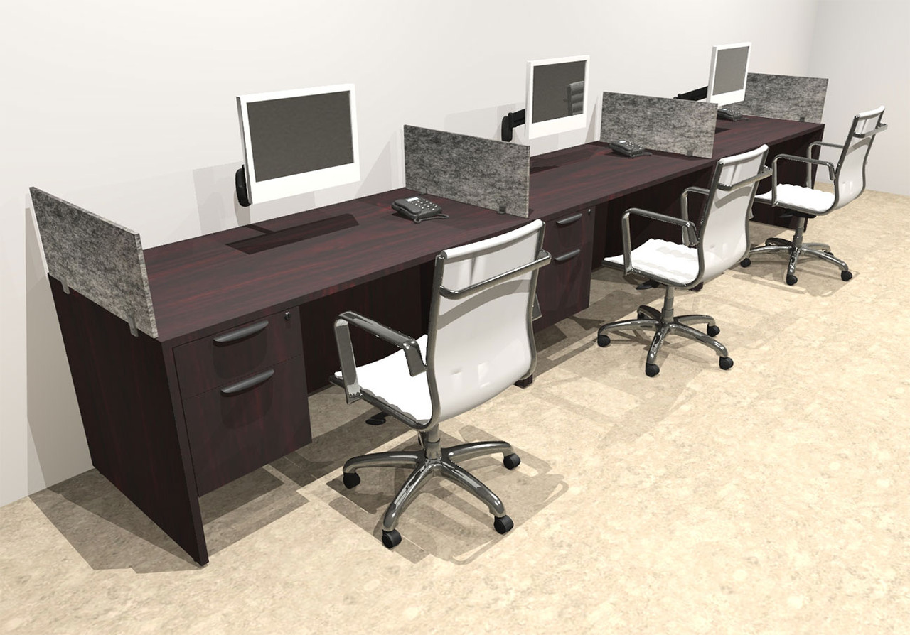 Three Person Modern Accoustic Divider Office Workstation Desk Set, #OT-SUL-SPRG27