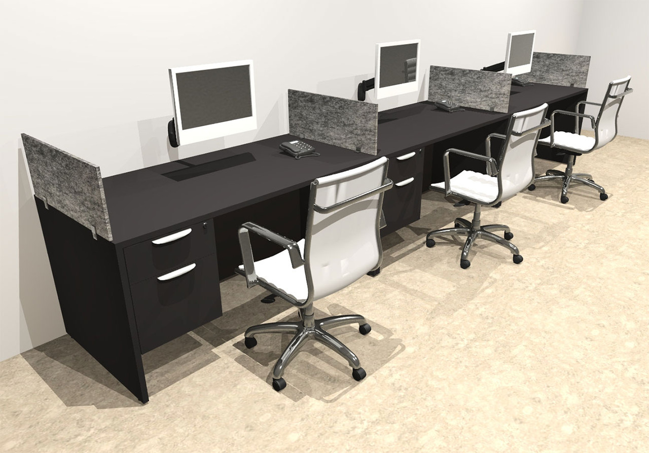 Three Person Modern Accoustic Divider Office Workstation Desk Set, #OT-SUL-SPRG28
